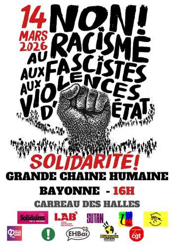 Appel pour une chaîne humaine le 14 mars « Se donner la main pour repousser la haine et le racisme ! »
