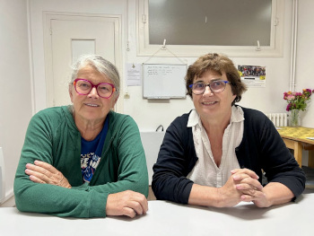 Frédérique et Martine, du groupe psychosocial d'Etorkinekin Diakité.